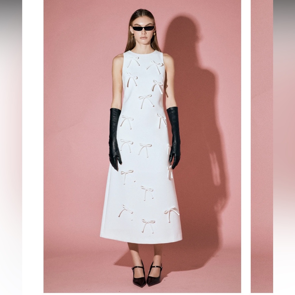NWT White Bows Midi Dress
